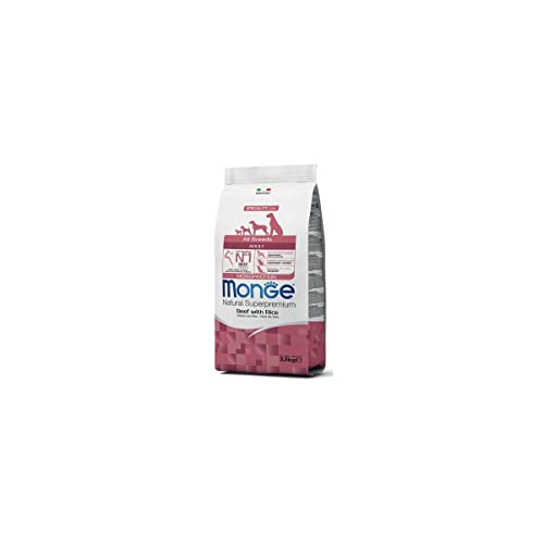 Monge Natural Superpremium Adult Beef with Rice, Hundefutter für alle Rassen (Trockenfutter für Hunde, mit Rindfleisch und Reis, sehr Ballaststoff- & Vitaminreich, 3 kg) von Monge