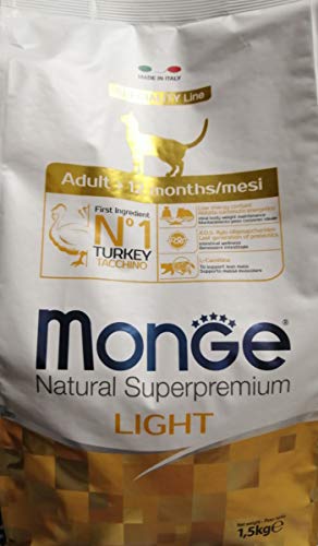 Monge Natural Superpremium Adult Light Turkey, Nassfutter für Katzen (Nassfutter aus Leichter Pute, reich an Ballaststoffen, ohne Farb- und Konservierungsstoffe, Katzenfutter, 1,5 kg) von Monge