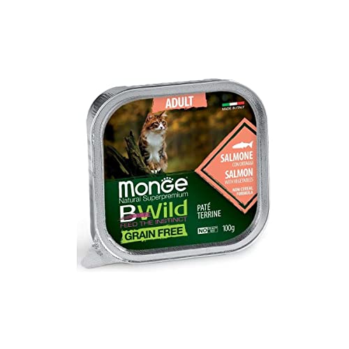 Monge Natural Superpremium Adult Salmon with Vegetables, Katzenfutter für Erwachsene Katzen (Nassfutter für Katzen mit Lachs und Gemüse, getreidefrei, 100 g) von Monge