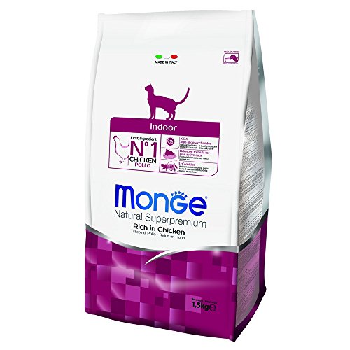 Monge Natural Superpremium Indoor Rich IN Chicken, Nassfutter für Hauskatzen (Nassfutter aus Huhn, reich an Ballaststoffen, ohne Farb- und Konservierungsstoffe, Katzenfutter, 1,5 kg) von Monge