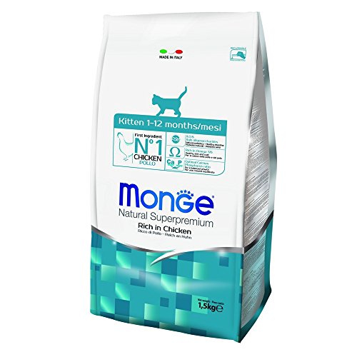 Monge Natural Superpremium KITTEN CHICKEN, Trockenfutter für Kitten (Kittenfutter aus Huhn, hochwertige Rezeptur, mit Omega-3-Fettsäuren, ohne Zusatz von Farb- und Konservierungsstoffen, 1,5 kg) von Monge