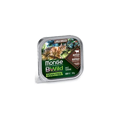 Monge Natural Superpremium Large Breeds Buffalo with Vegetables, Katzenfutter für alle Rassen (Nassfutter für Katzen mit Büffel und Gemüse, sehr Ballaststoff- & Vitaminreich, getreidefrei, 100 g) von Monge