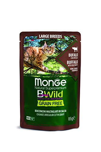 Monge Natural Superpremium Large Breeds Buffalo with Vegetables, Katzenfutter für alle Rassen (Nassfutter für Katzen mit Büffel und Gemüse, sehr Ballaststoff- & Vitaminreich, getreidefrei, 85 g) von Monge