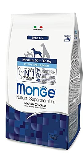 Monge - Natural Superpremium - Medium Puppy und Junior reich an Huhn - Angebot 2 Säcke à 12 kg von Monge