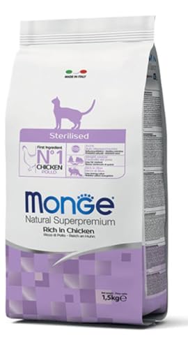 Monge Natural Superpremium STERILISED Rich IN Chicken, Nassfutter für Katzen (Nassfutter aus Huhn, reich an Ballaststoffen, ohne Farbstoffe und künstliche Konservierungsmittel, Katzenfutter, 10 kg) von Monge