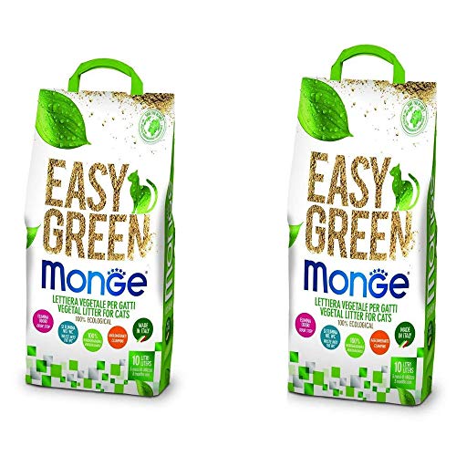 Pflanzentoilette Monge Easy Green Katzentoilette Reptilien, Katze, 10 Liter, biologisch abbaubar, 2/3/6 Säcke gratis Versand (2 Stück) von Monge