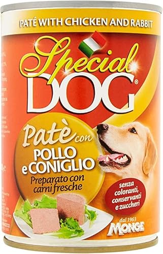 Special Dog Pastete Huhn und Kaninchen 400 g - Packung mit 6 Stück von Monge