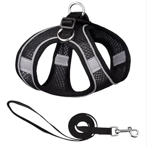 AirFlow Mesh Dog Harness - Adjustable, Reflective, and Lightweight Vest for Safe and Comfortable Control - Easy On/Off Design, Schwarz - Black von Mongohlah