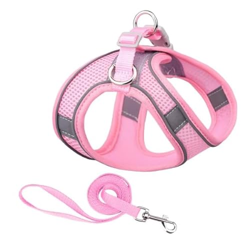 AirFlow Mesh Dog Harness - Adjustable, Reflective, and Lightweight Vest for Safe and Comfortable Control - Easy On/Off Design. Pink von Mongohlah