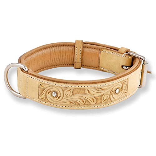 Monkimau Halsband für Hunde, Swarovski Kristalle, Beige, L 42-50 cm von Monkimau