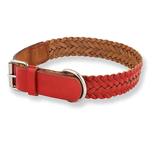 Monkimau Hundehalsband, breit geflochten, Rot, XL 52-63 cm von Monkimau