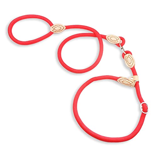 Monkimau Hundeleine mit Zugstopp Halsband Set für große Hunde - Leine Nylon 1,4cm x 150cm (rot) von Monkimau