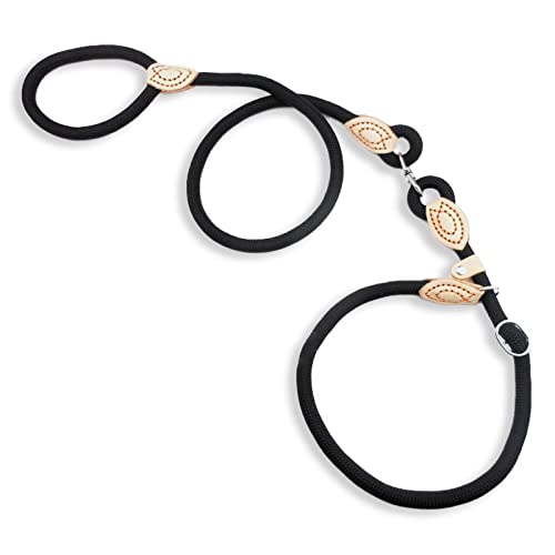 Monkimau Hundeleine mit Zugstopp Halsband Set für große Hunde - Leine Nylon 1,4cm x 150cm (schwarz) von Monkimau