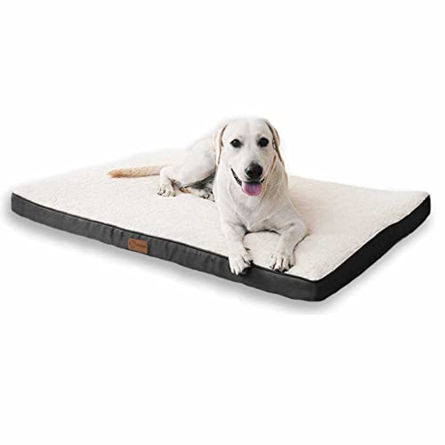 Monkimau orthopädisches Hundebett für große Hunde Hundekissen Hundedecke Hundematte flauschig waschbar, grau beige (XL - 110 x 80 x 8 cm) von Monkimau