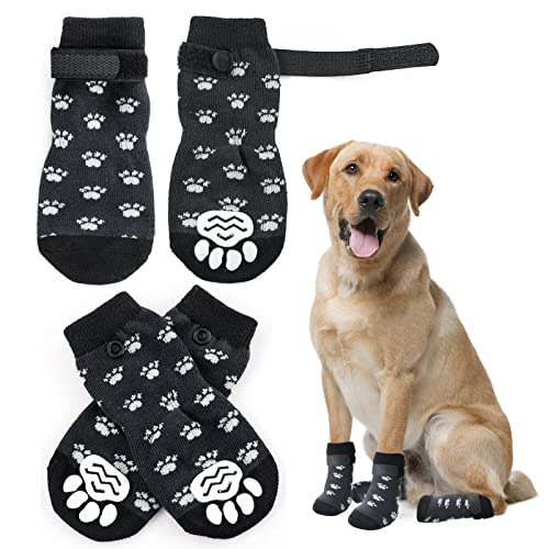 Rutschfeste Pfotenschutz-Hundesocken, doppelseitig, rutschfeste Hundesocken mit verstellbaren Trägern, Traktionskontrolle für den Innenbereich auf Hartholzböden (A, S) (M) von Monlida