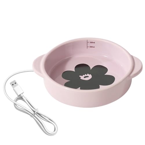 Hundenapf für Futter und Wasser, beheizter Wassernapf für Hunde, 15 W, rutschfest, thermostatische Kontrolle, isolierte Keramik, beheizter Outdoor-Wassernapf mit kaufester Schnur, 17 x 5 cm von Monozoz