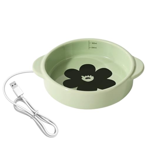 Hundenapf für Futter und Wasser, beheizter Wassernapf für Hunde, 15 W, rutschfest, thermostatische Kontrolle, isolierte Keramik, beheizter Outdoor-Wassernapf mit kaufester Schnur, 17 x 5 cm von Monozoz