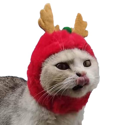 Katze Weihnachten Outfit Haustier Rentier Kostüm für Hunde Rentier Hund Outfit Warm Rentier Katze Hüte Kopfbedeckung Haustier Kostüm Langlebig für Themenaktivitäten Weihnachtsfeier von Monozoz