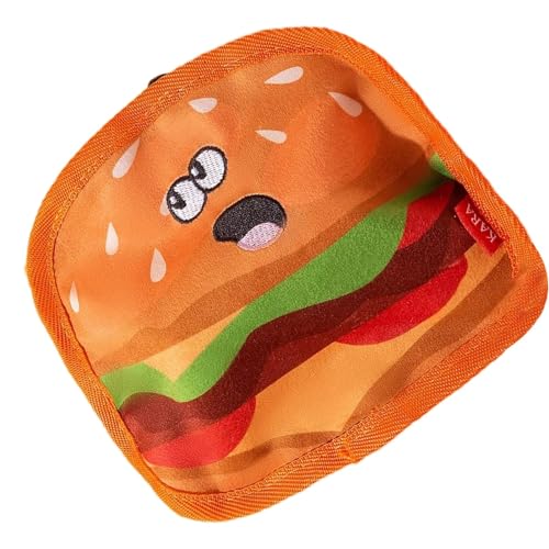 Monozoz Hamburger-Haustierspielzeug,Hamburger-Hundespielzeug, Weiche Molarenspielzeuge, Food Design Quietschgeräusch-Spielzeug für Hunde und Katzen, Backenzahnspielzeug für Welpen, Hamburger-Spielzeug von Monozoz