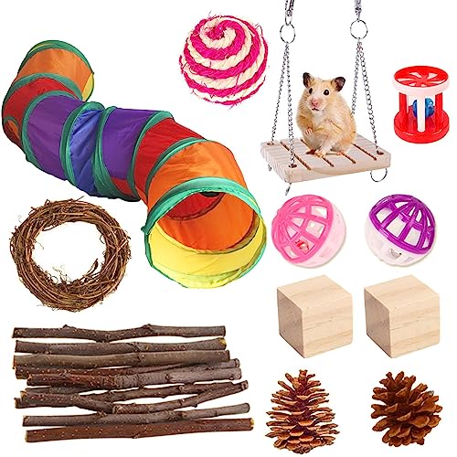 Monozoz Hamster-Tunnel-Set – Kleintier-Tunnel, faltbar, Meerwasserzubehör, Spielzeug, Tunnel, lustiges Spielzeug-Set für Meerschweinchen, Kaninchen, Frettchen, Hamster, Chinchilla von Monozoz