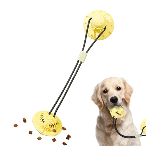 Monozoz Hundespielzeug mit Saugnapf, Zahnspielzeug für Hunde – Haustierbedarf, Leckerli-Spender, Saugnapf, interaktives Hundespielzeug für Zahnreinigung, Lebensmittelspender, Training von Monozoz