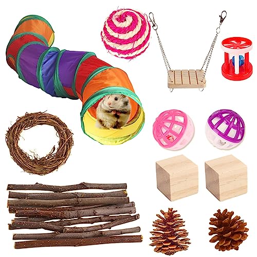 Monozoz Meerschweinchen-Spielzeug-Verstecke, Hamster-Tunnel-Set | Faltbarer Kleintiertunnel,12 Stück Übungs-Trainingsröhren-Spielzeug für Eichhörnchen, Hamster, Kaninchen, Frettchen, Chinchilla, Igel von Monozoz