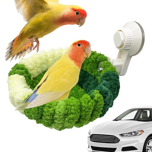 Monozoz Plüsch-Vogelkäfig-Nest für Auto – Hängematte Plüsch-Schuppen Hütte Versteck Hütte | Warmes Haus Nymphensittich Zubehör mit Saugnapf für Papagei, Sittich für Auto von Monozoz