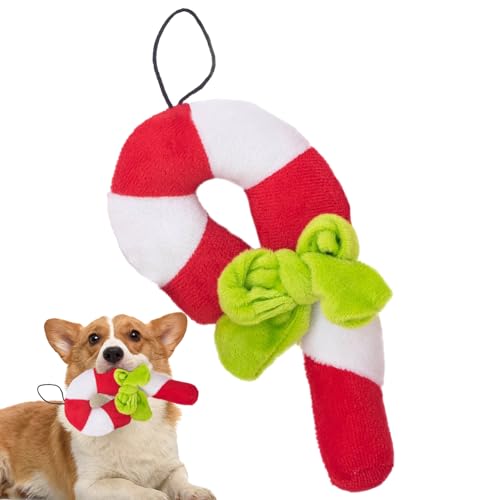 Monozoz Quietschspielzeug für kleine Hunde – Weihnachtsstock Candy Interaktives Hundespielzeug – Unzerstörbares Haustierbedarf Hundespielzeug für kleine, mittelgroße und große Rassen von Monozoz