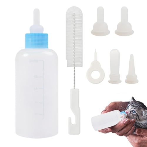 Monozoz Welpen-Stillflasche Kit, Feeder Flasche Set für kleine Hunde | Futterspender für kleine Tiere, Haustier Fütterungsnippel mit Flasche für Welpen, Kätzchen von Monozoz