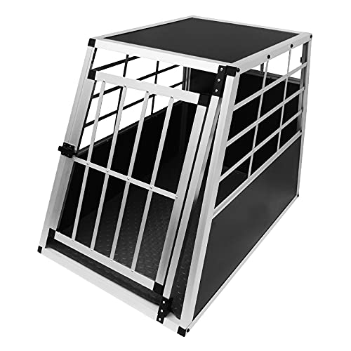 Auto Hundetransportbox große Einzelbox Hundebox Transportbox Gitterbox Fahrzeugbox Kofferraumbox Katzen Hunde Aluminium Trapez von Monster Shop