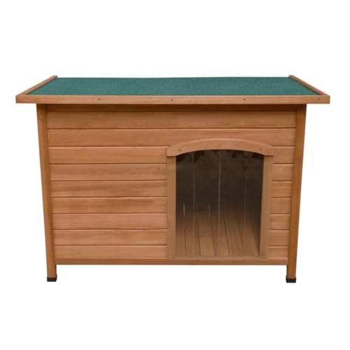 Hundehütte aus Tannenholz Groß Hundehaus Hundehöhle Tierhaus 80 x 116 x 79cm Outdoor Indoor Abgeschrägtes & Aufklappbares Filzdach Abnehmbaren Boden 5cm Füße Türklappen Wetterfest Einfache Reinigung von Monster Shop