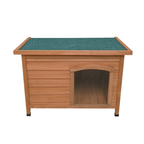 Hundehütte aus Tannenholz Klein Hundehaus Hundehöhle Tierhaus 58 x 86 x 63cm Outdoor Indoor Abgeschrägtes & Aufklappbares Filzdach Abnehmbaren Boden 5cm Füße Türklappen Wetterfest Einfache Reinigung von Monster Shop