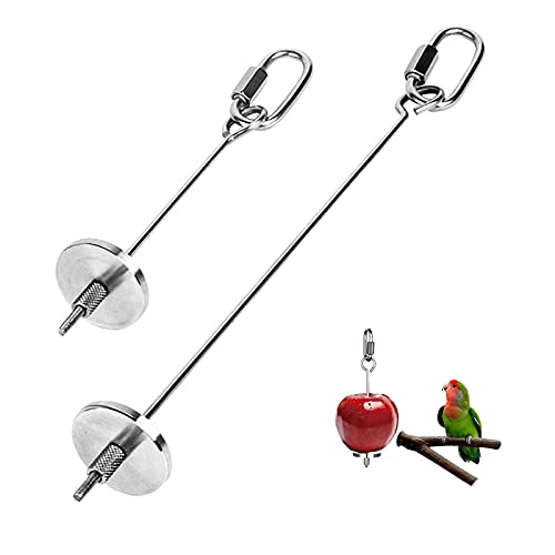 2 Stück Papageien-Spieß,Papageien Spieße Edelstahl,Papagei Obst Spieß,Vogelspielzeug,Vogel Futtersuche Spielzeug,Papageien Lebensmittel Aufsteckspindel,für Vogelkäfig Papagei Gemüse Obst Werkzeug von Monsully