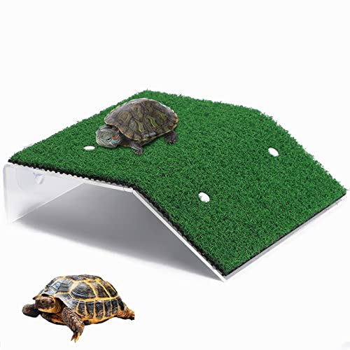 Simulation Rasen Plattform, Turtle Kletterleiter Reptil Schildkröte Simulierte Rasen Landschaftsbau, für Schildkröten Frösche Molche Salamander (20 x 10 x 12 x 5.2 cm) von Monsully