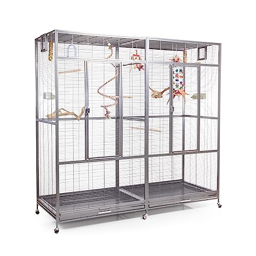 Montana Cages | Premium Vogelkäfig New Sydney II Vogelvoliere XXL für Sittiche, Finken inkl. 2 Näpfe, Sitzstangen, 6 Lenkrollen, AVILON Pulverbeschichtung, Platinum Edition, ca. 180 x 70 x 180cm von Montana Cages