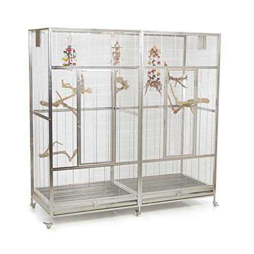 Montana Cages | Edelstahl Vogelvoliere, Doppelvoliere XXL für Wellensittiche, Finken, Kanarien, Nymphensittiche, Mohrenkopfpapageien Vogelkäfig von Montana Cages