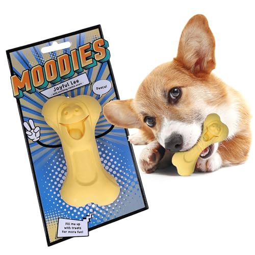 Moodies unzerstörbares Hundespielzeug - Joyful Lee Duft Vanille - Duftender Kauknochen für Hund aus 100% Naturkautschuk - Zahnpflegespielzeug, Beschäftigungsspielzeug & Intelligenzspielzeug für Hunde von Moodies