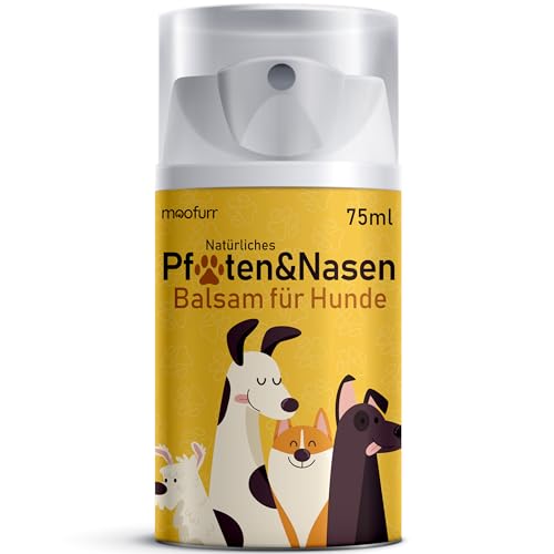 Moofurr Pfotenbalsam Hund - Pfotenschutz Hund Feuchtigkeitscreme für Trockene Haut Regeneriert & Stärkt - 100% Natürliche Pfotenpflege Hunde mit Vitamin E & Propolis (75ml) von Moofurr