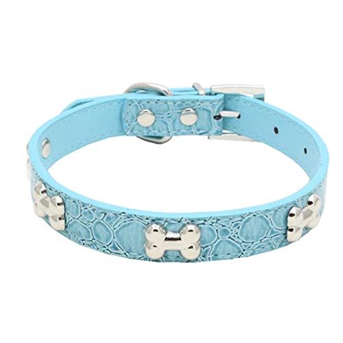 Moonbaby Haustier Hund liefert Leder Haustier Halskette Zubehör Hundehalsband Himmelblau XS von Moonbaby