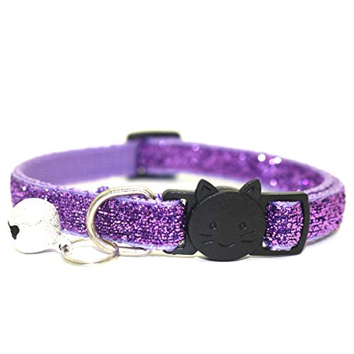 Moonbaby Mit Bell Breakaway verstellbaren Pailletten Pet Collar Neck Strap Cat Pet Supplies Lila von Moonbaby