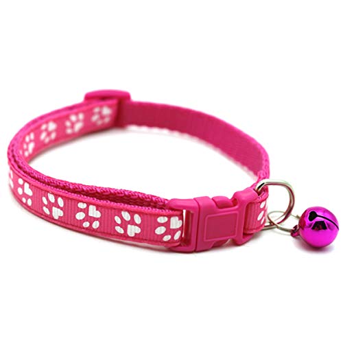 Moonbaby Pet Dog Cat Collar Verstellbare Schnallen mit Bell Pet Supplies Zubehör für kleine Hunde Rosenrot von Moonbaby