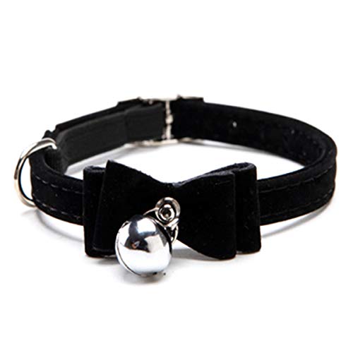 Moonbaby Sicherheit Elastische Fliege mit Glocke kleines Hund Katzenhalsband Haustier Produkte Schwarz S von Moonbaby