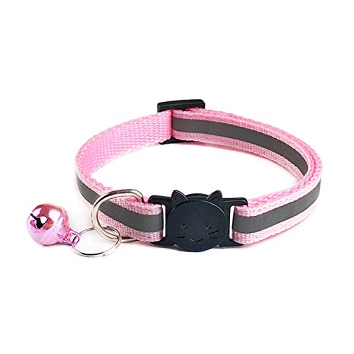 Moonbaby Verstellbare Nylon Hundehalsbänder mit Glocken für kleine Hunde Katzenhalsbänder Tierbedarf Rosa von Moonbaby