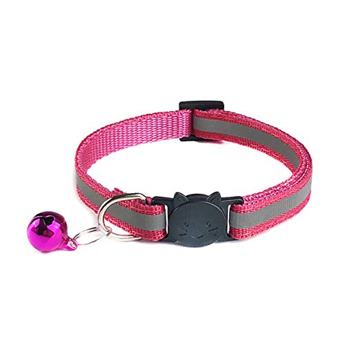 Moonbaby Verstellbare Nylon Hundehalsbänder mit Glocken für kleine Hunde Katzenhalsbänder Tierbedarf Rosenrot von Moonbaby