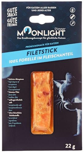 Moonlight Katzensnack Filet-Stick (22 g, Forelle), getreidefrei, 100% Forelle im Fleischanteil, Katzenleckerli mit hohe Akzeptanz, außergewöhnlich Soft von Moonlight-Dinner