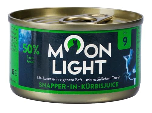 Moonlight Premium Nassfutter für Katzen, Nr.9 (24x 80g Dose) - getreidefreie Rezeptur - Delikatesse im eigenen Saft - mit natürlichem Taurin, Snapper in Kürbisjuice von Moonlight-Dinner