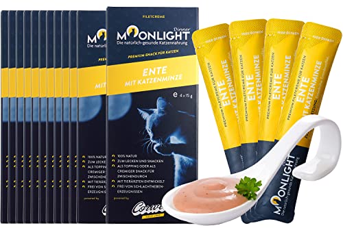 Moonlight Filetcreme mit Ente (720g - 12er Pack), Premium Snacks für Katzen - Praktische Sticks zum aus der Hand schlecken, Katzenleckerchen (48x15g) von Moonlight-Dinner