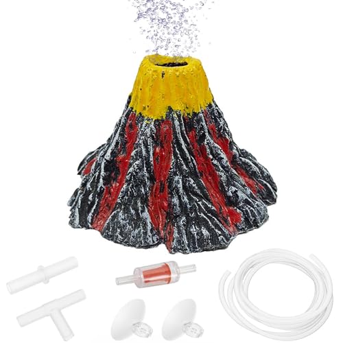 Moonorange Aquarium-Tank-Dekorationsset, realistische Vulkan-Ornamente mit Ausströmerstein, Blase vollständiges Zubehör für Aquarium (Volcano-S) von Moonorange