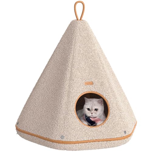 Moonorange Katze Tipi, Abnehmbares & Waschbares Hunde-Tipi Zelt, Bequemes Haustier Tipi für Katzen, Kleine Hunde, Kaninchen und Andere Kleintiere (Flauschiges Kissen) von Moonorange