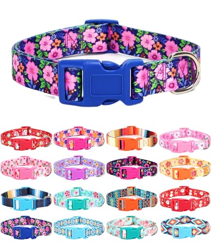 Moonpet Hundehalsband für Welpen, Größe XS, S, M, L, Unisex, niedliches Design, für Jungen und Mädchen, weich, verstellbar, Bohemia, ausgefallenes Blumenmuster, Größe L von Moonpet